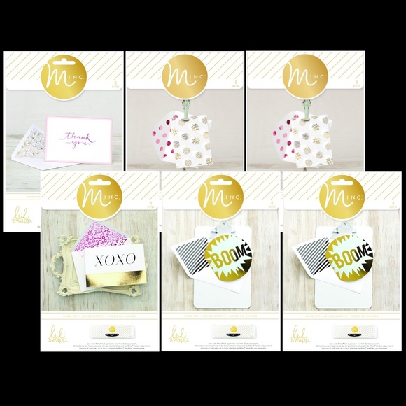 Heidi Swapp Minc Foil Card Set XOXO, Animal Print, Boom, Thank You Lot of 6 NEW - Picture 1 of 1